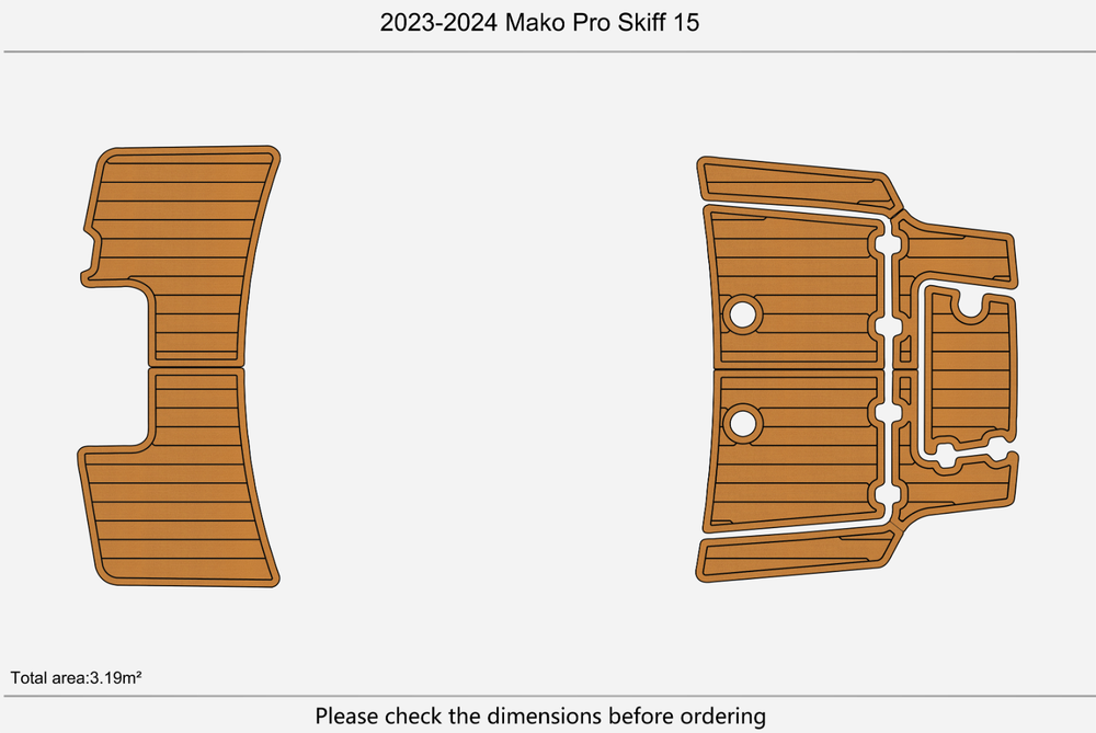 2023-2024 Mako Pro Skiff Deck Anti-slip mat Custom EVA faux teak marine flooring