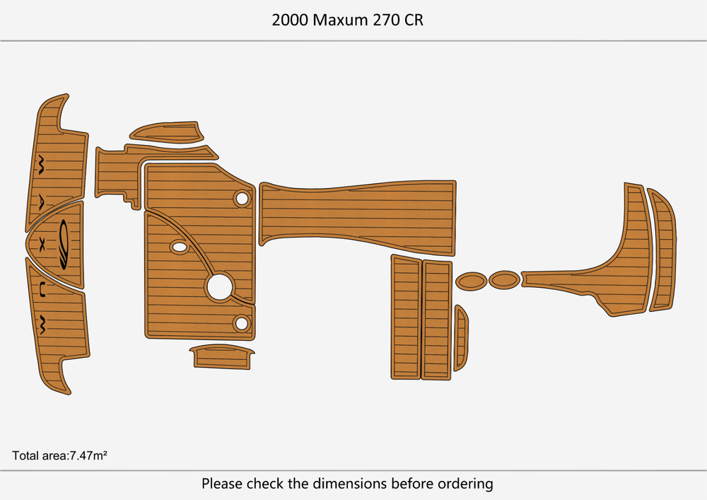 2000 Maxum 270 CR Anti-slip mat Custom EVA faux teak marine deck flooring