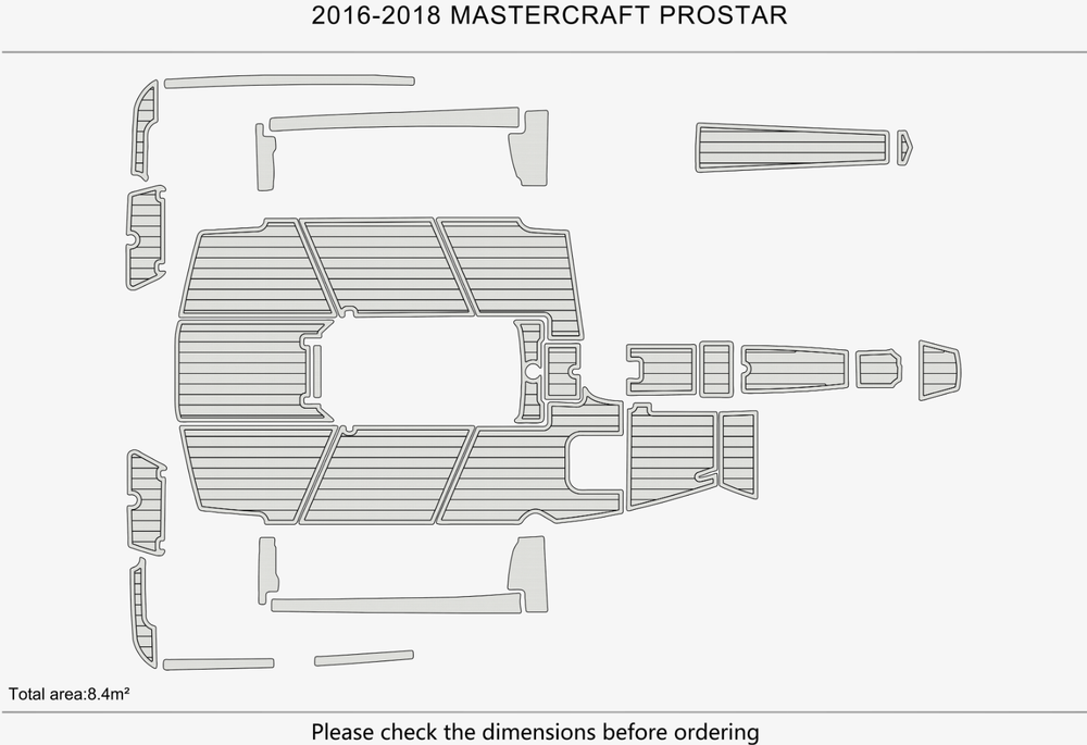 2016-2018 mastercraft PROStar Cockpit EVA Faux teak floor 1/4" 6mm Non-slip mat