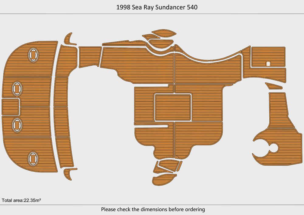 1998 Sea Ray 540 Sundancer Cockpit FAUX TEAK MAT 1/4" 6mm EVA Teak Decking