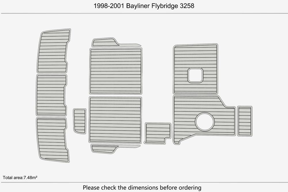 1998-2001 Bayliner 3258 Flybridge Anti-slip mat Custom EVA marine deck flooring