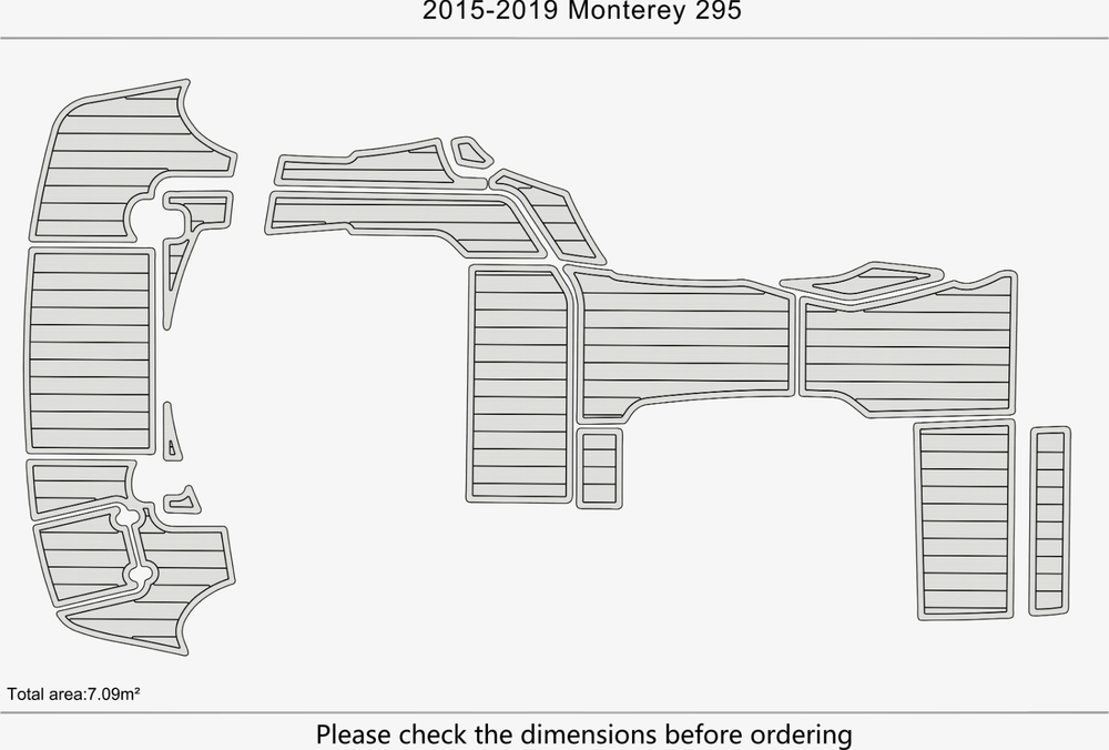 2015-2019 Monterey 295 Cockpit & swimming platform Pads 1/4" 6mm EVA Teak floor