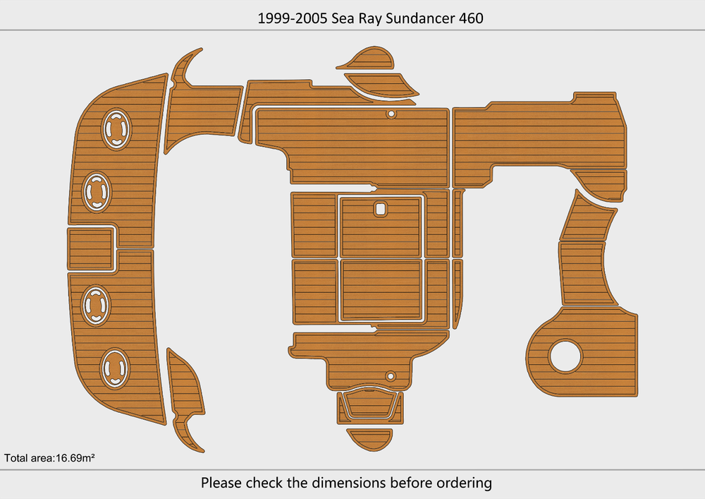 1999-2005 Sea Ray Sundancer 460 Cockpit Swim platform bow 1/4"6mm EVA foam floor