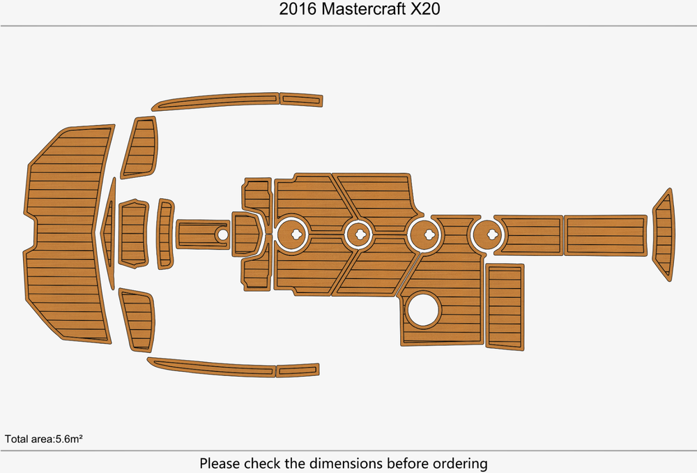 2016 Mastercraft X20 Anti-slip mat Custom EVA faux teak marine deck flooring