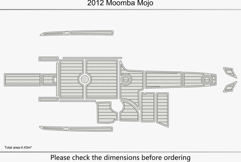 2012 Moomba Mojo Cockpit 1/4” 6mm EVA Foam Faux teak carpet floor