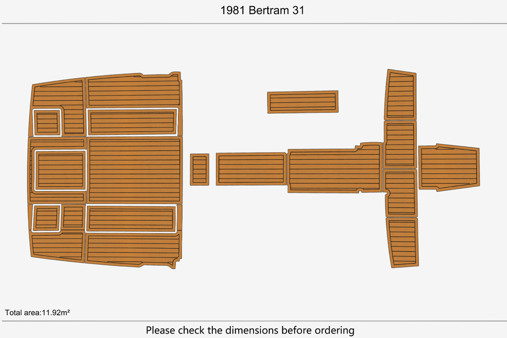 1981 Bertram 31 Cockpit 1/4" 6mm EVA Teak deck floor