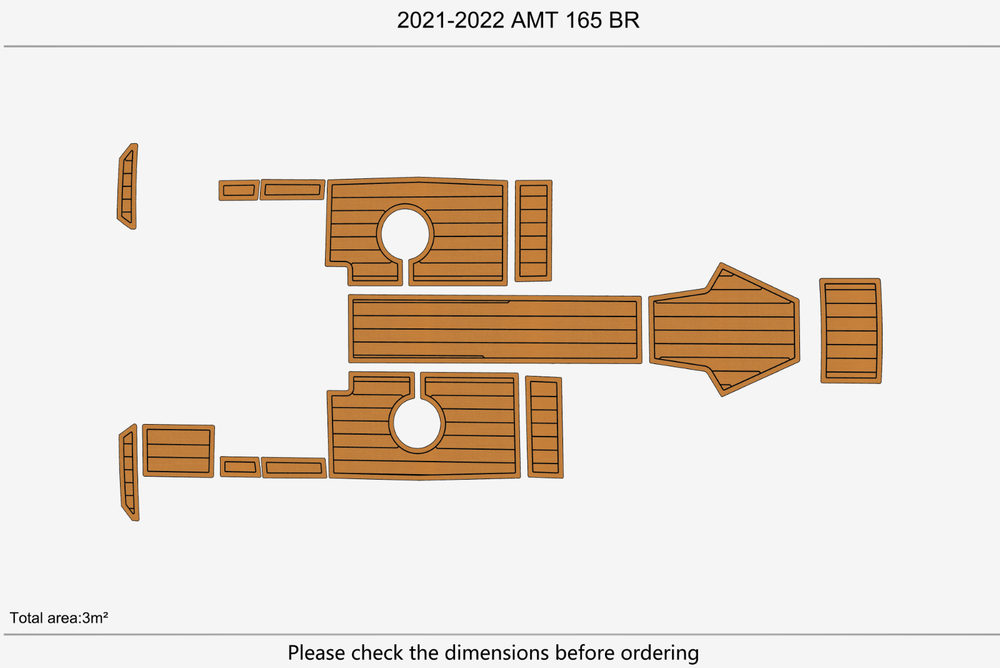 2021-2022 AMT 165 BR Cockpit Swim platform 1/4" 6mm EVA Teak deck floor