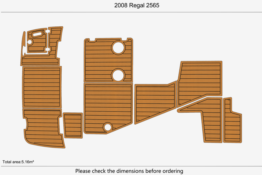 2008 Regal 2565 Cockpit swimplatform 6mm EVA Foam TEAK FLOOR