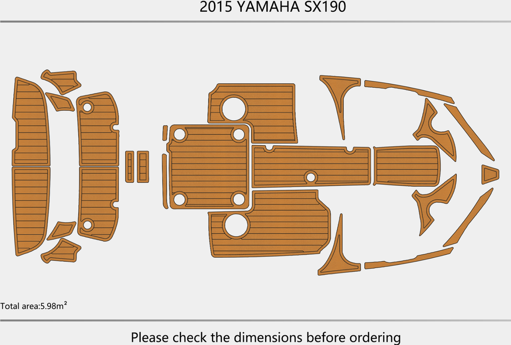2015 YAMAHA SX 192 Cockpit Swim platform 1/4" 6mm EVA faux teak mat Floor