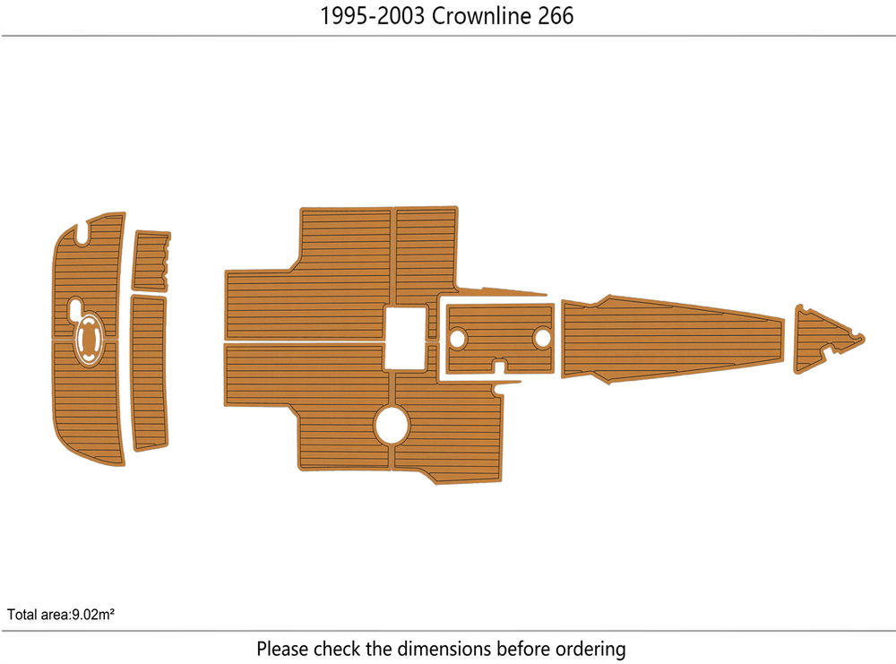 1995-2003 Crownline 266 Cockpit bow 1/4"6mm EVA foam floor