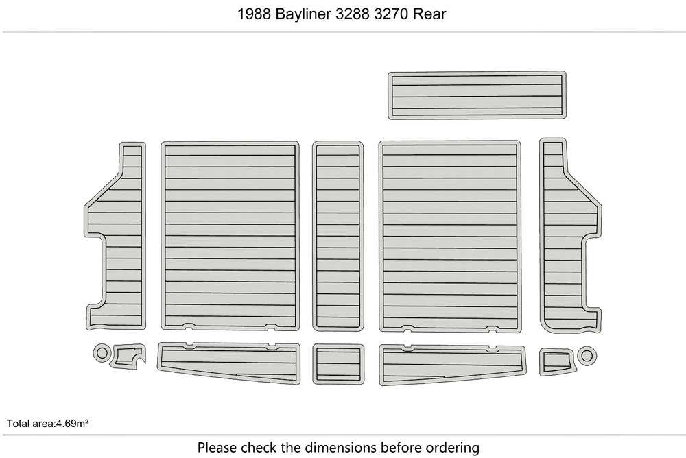 1988-1995 Bayliner 3288 3270 Cockpit Swim platform 1/4"6mm EVA foam faux floor