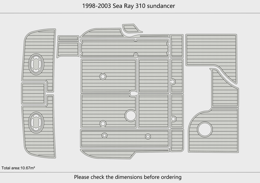 1998-2003 Sea Ray 310 sundancer Cockpit Swim platform bow 1/4"6mm EVA foam floor