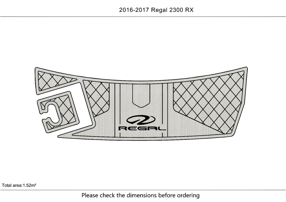 2016-2017 Regal 2300 Swimming platform Pads 1/4" 6mm EVA FaUX Teak floor