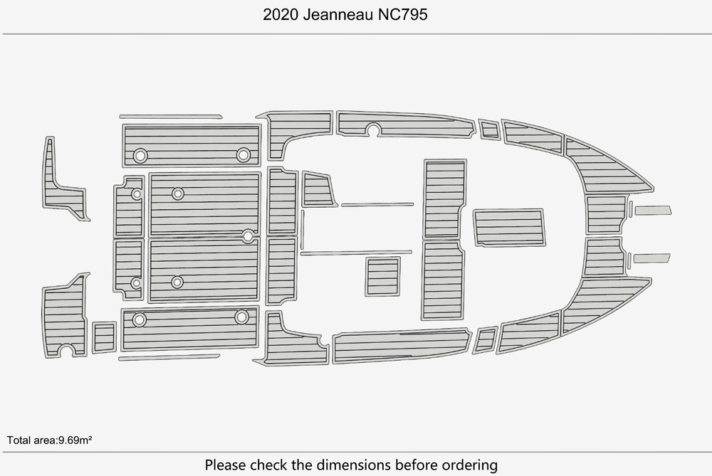 2020 Jeanneau NC795 Cockpit Swim platform 1/4"6mm EVA Foam faux mat floor