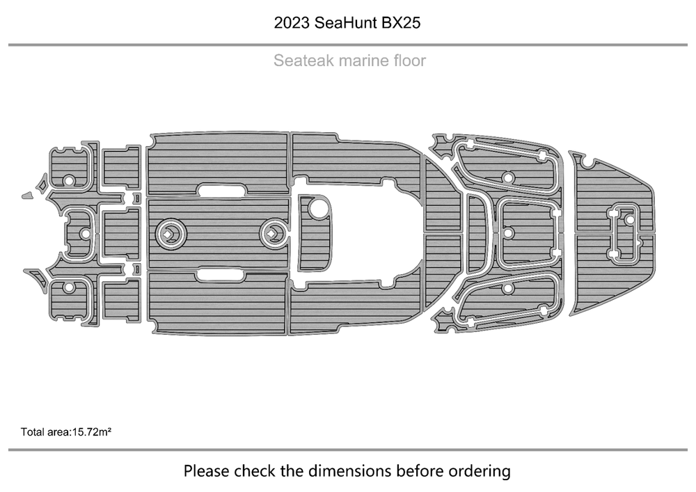 2023 Sea Hunt BX25 cockpit Swim platform f1/4" 6mm EVA Teak floor