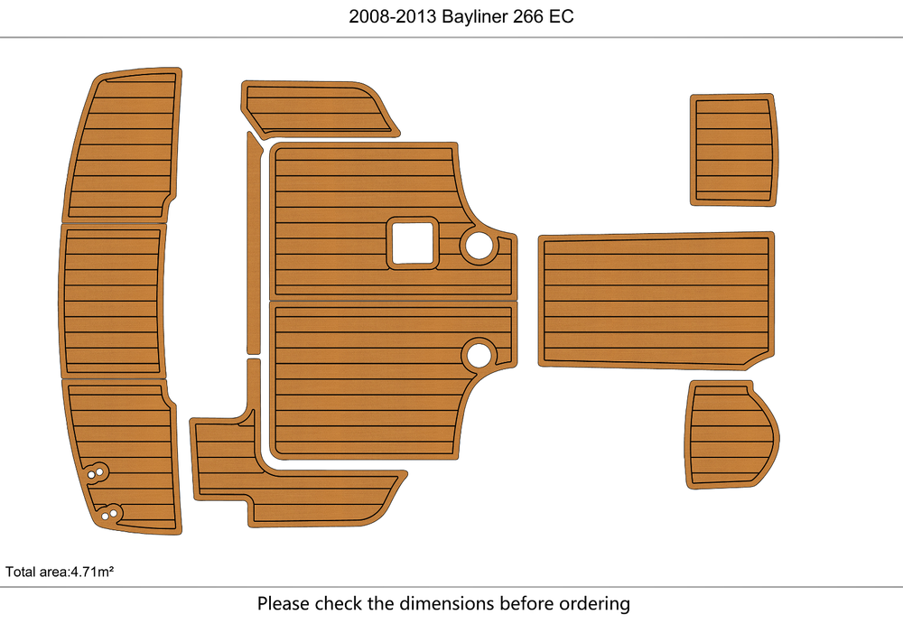 2008-2013 Bayliner 266 EC Anti-slip mat Custom EVA marine deck flooring