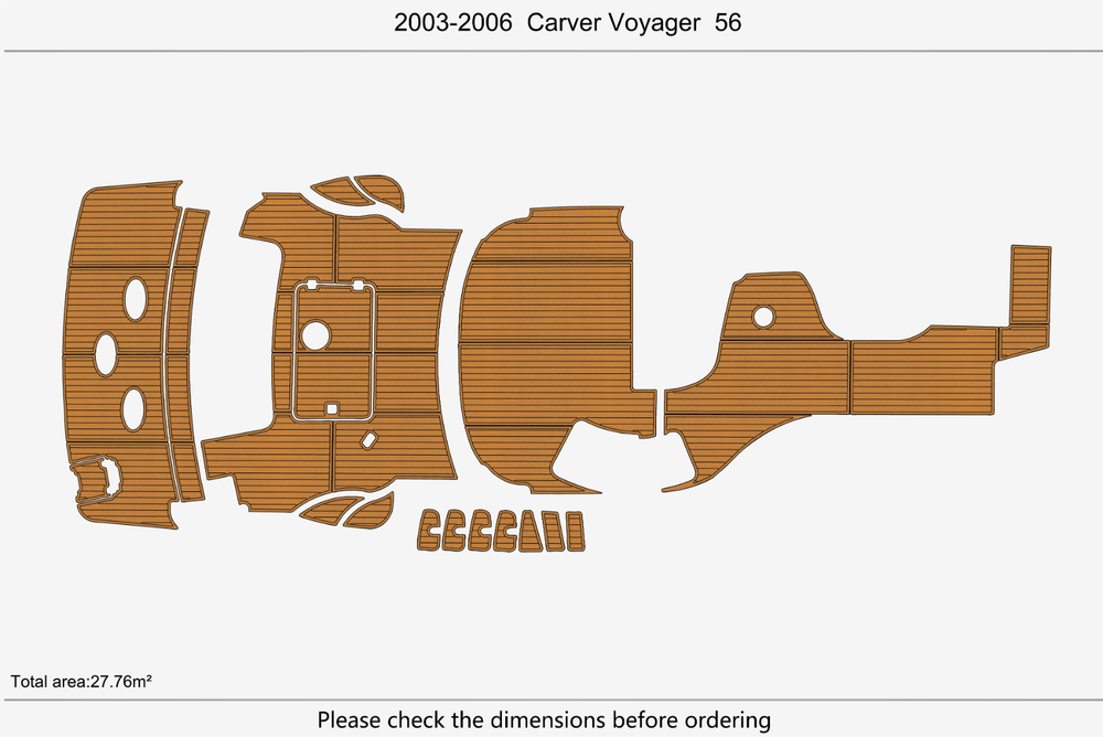 2003-2006 Carver 56 Voyager Anti-slip mat Custom EVA teak marine deck flooring