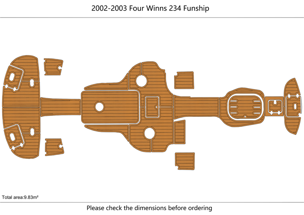 2002-2003 Four Winns 234 Funship Cockpit Swim platform bow 1/4"6mm EVA floor