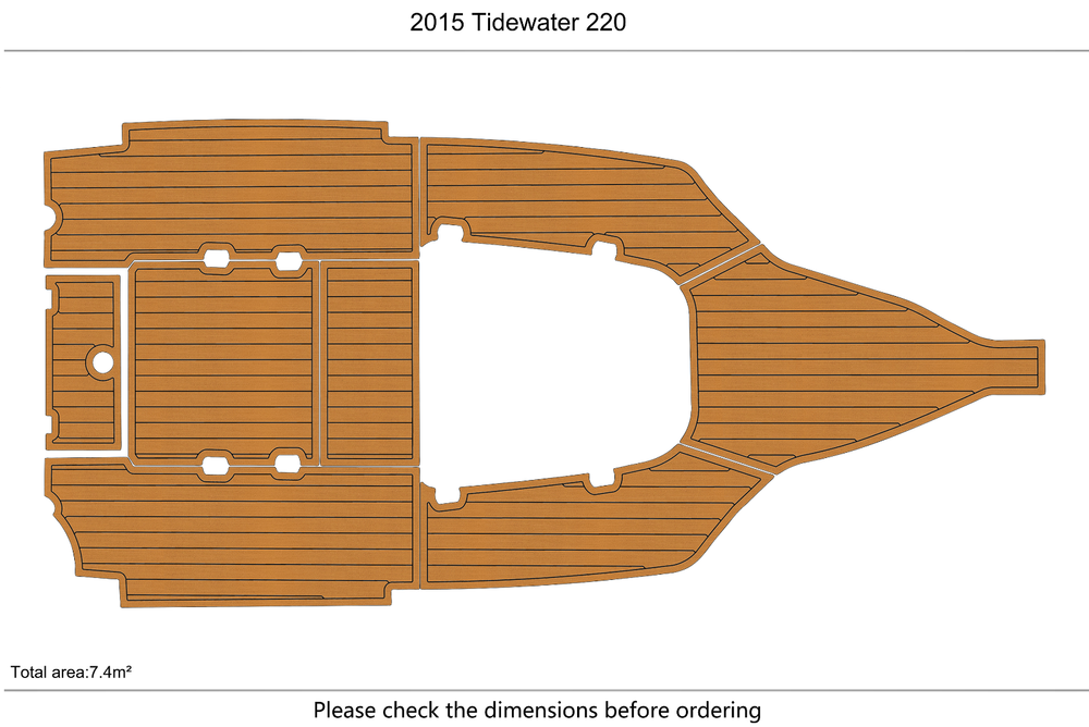 2015-2017 Tidewater 220 Cockpit 1/4"6mm EVA foam Faux teak marine mat floor