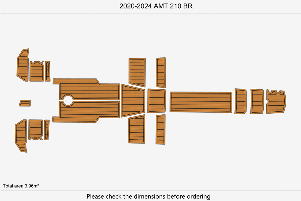 2020-2024 AMT 210 BR Cockpit Swim platform 1/4" 6mm EVA Foam teak FLOOR