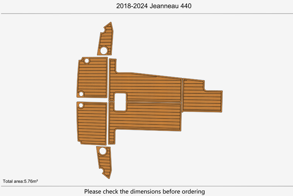 2018-2024 Jeanneau 440 Cockpit Swim platform 1/4"6mm EVA Foam faux mat floor