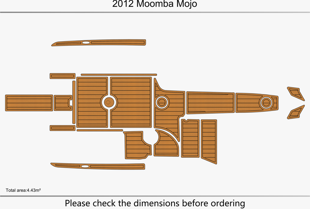 2012 Moomba Mojo Cockpit 1/4” 6mm EVA Foam Faux teak carpet floor
