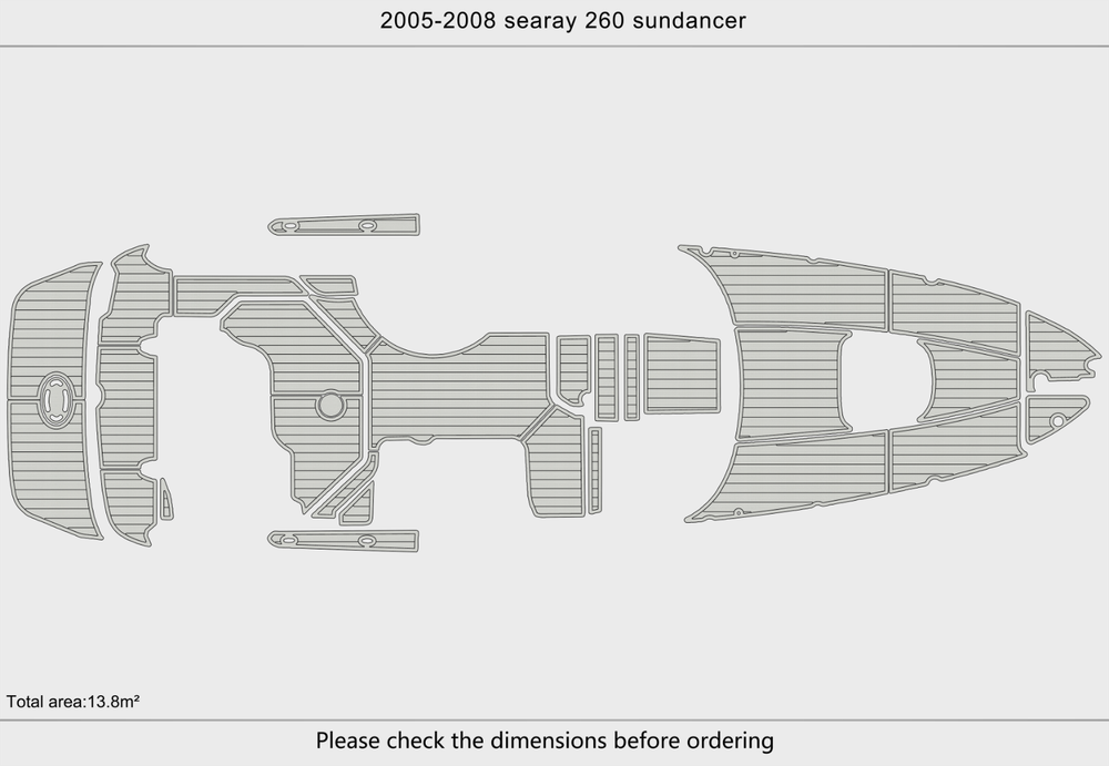 2005-2008 Sea Ray 260 Sundancer Cockpit Swim platform bow 1/4"6mm EVA foam floor