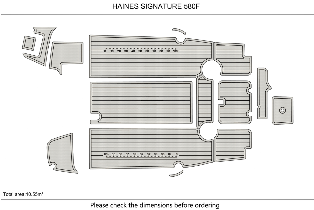 HAINES SIGNATURE 580F cockpit Swim platform 1/4" 6mm EVA Foam Teak Deck floor