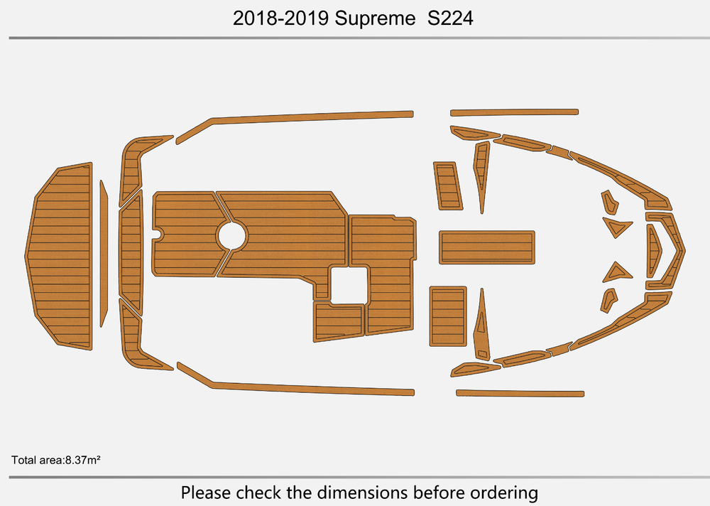 2018-2019 Supreme S224 Cockpit Swim platform 1/4" 6mm EVA faux teak mat Floor