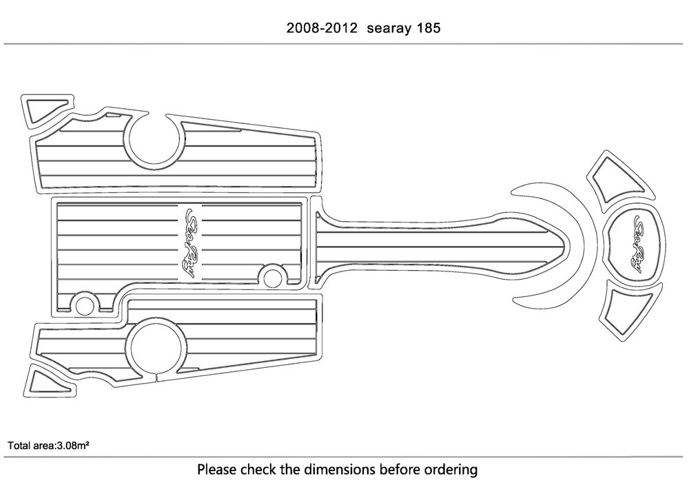 2008-2012 sea ray 185 sport Cockpit 1/4" 6mm EVA Faux Teak decking floor