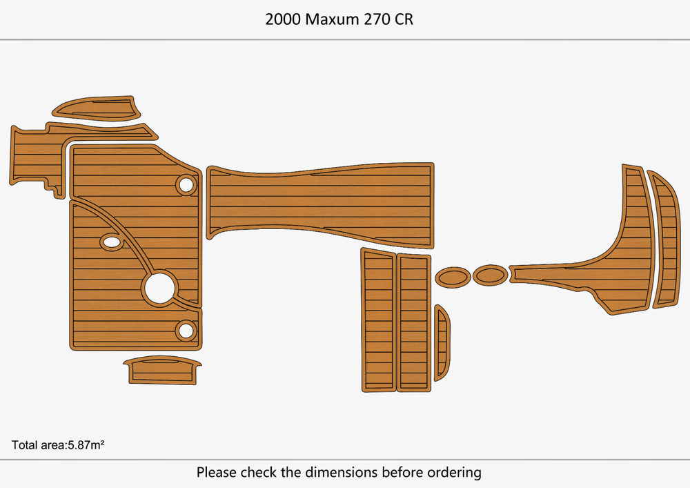 2000 Maxum 270 CR Anti-slip mat Custom EVA faux teak marine deck flooring