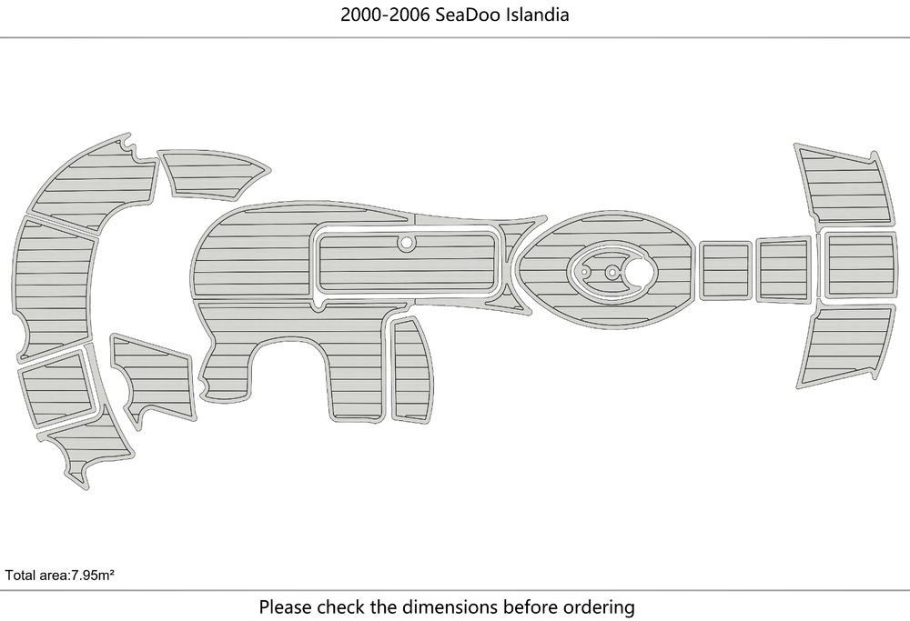 2000-2006 Sea Doo Islandia Cockpit Swim platform 1/4" 6mm EVA faux teak Floor