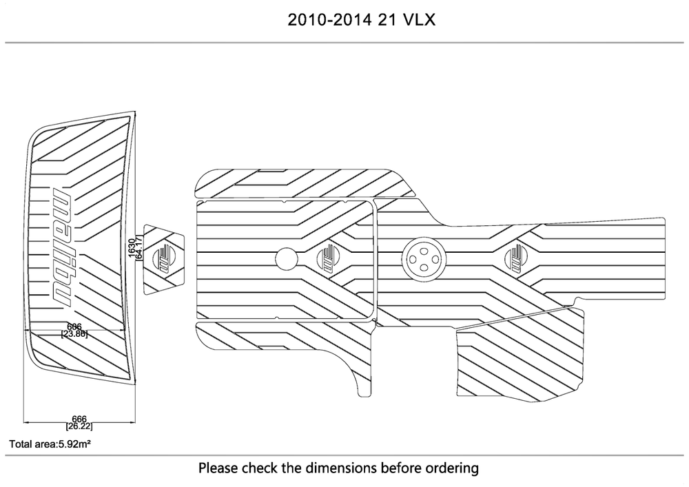 2010-2014 malibu 21 vlx cockpit swimming platform 6mm EVA Faux Teak FLOOR