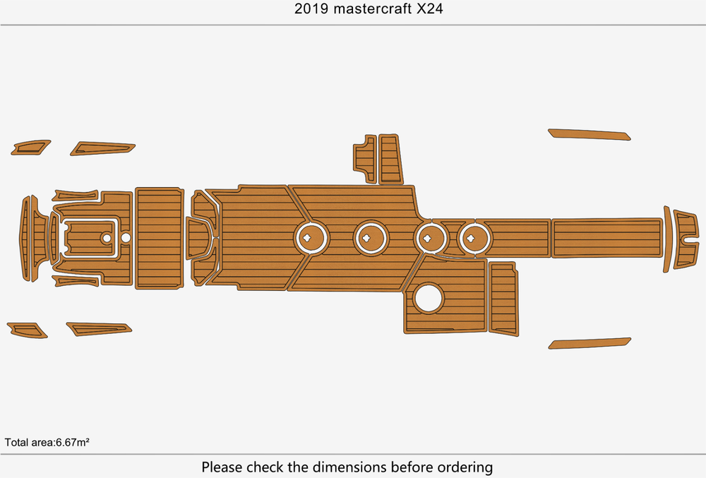2019 Mastercraft X24 Anti-slip mat Custom EVA faux teak marine flooring