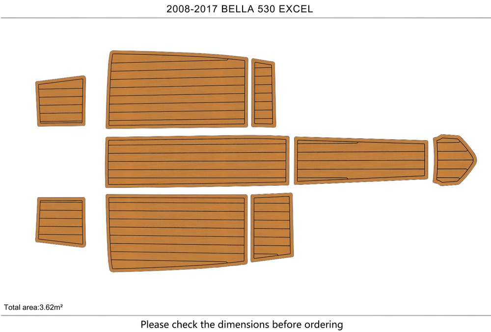 2008-2017 Bella 530 EXCEL Cockpit Swim platform 1/4" 6mm EVA faux teak mat Floor