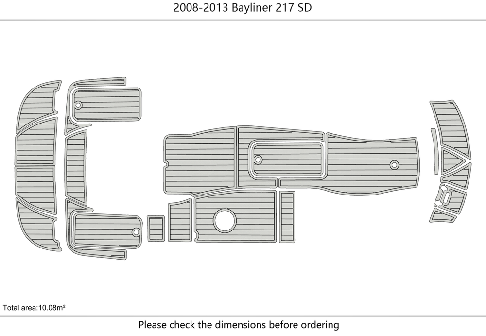 2008-2013 Bayliner SD 217 Cockpit Swim platform 1/4" 6mm EVA faux teak mat Floor