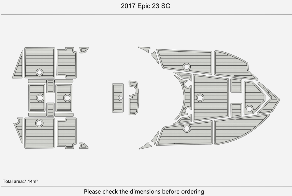 2017 Epic 23 SC Cockpit Swim platform 1/4" 6mm EVA Teak Deck floor