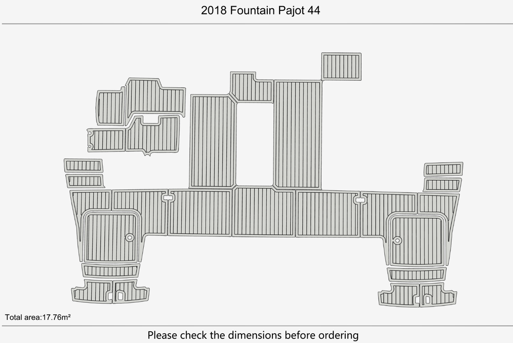 2018 Fountain Pajot 44 Cockpit Swim Platform bow 1/4" 6mm EVA Teak Deck floor