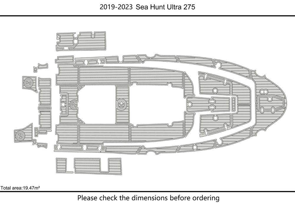 2019-2023 SEA HUNT 275 ULTRA se cc Cockpit Swim platform 1/4"6mm EVA Foam floor