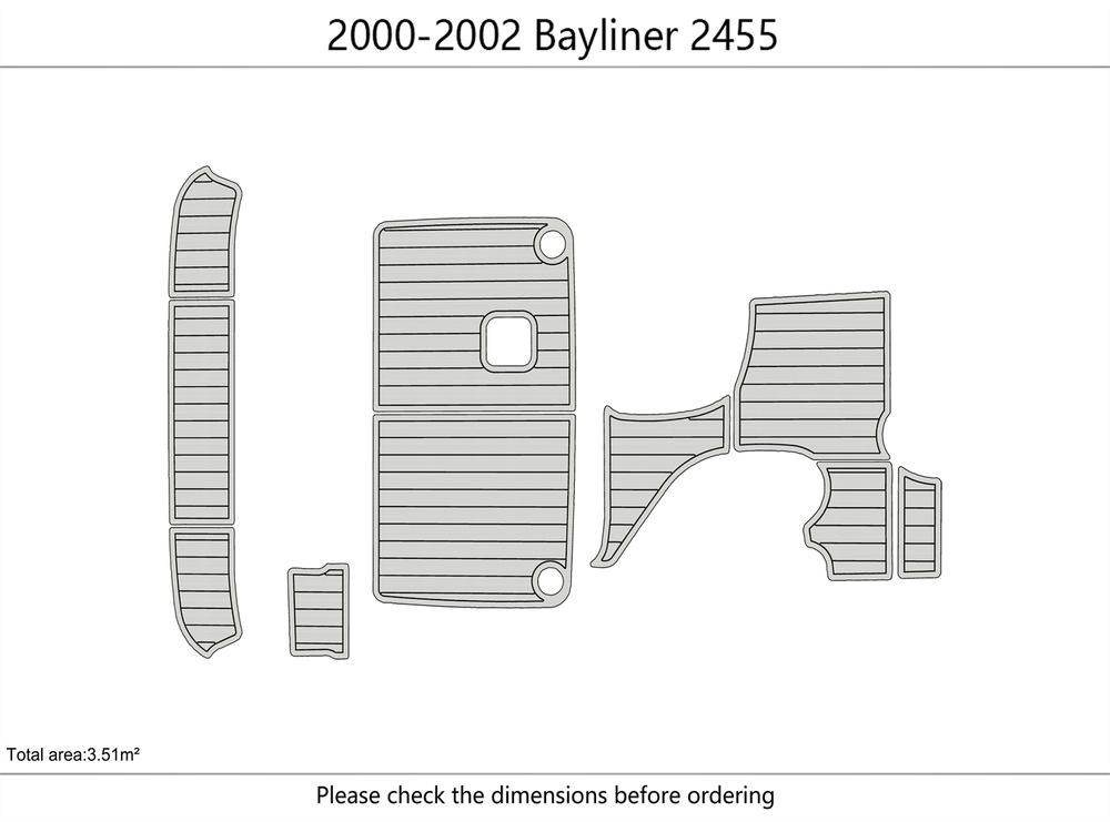 2000-2002 Bayliner 2455 Cockpit Swim platform 1/4" 6mm EVA faux teak mat Floor