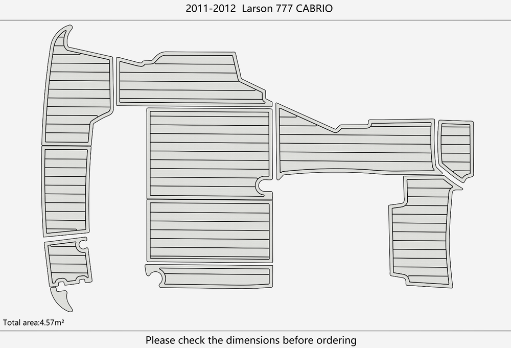 2011-2012 Larson 777 CABRIO Cockpit Swim platform Pads 1/4" 6mm EVA Faux Teak