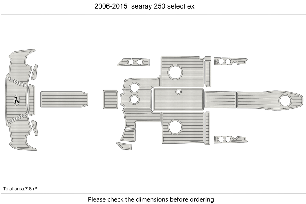 2006-2015 searay 250 SLX swim platform & cockpit 6mm EVA Foam fAUX TEAK floor