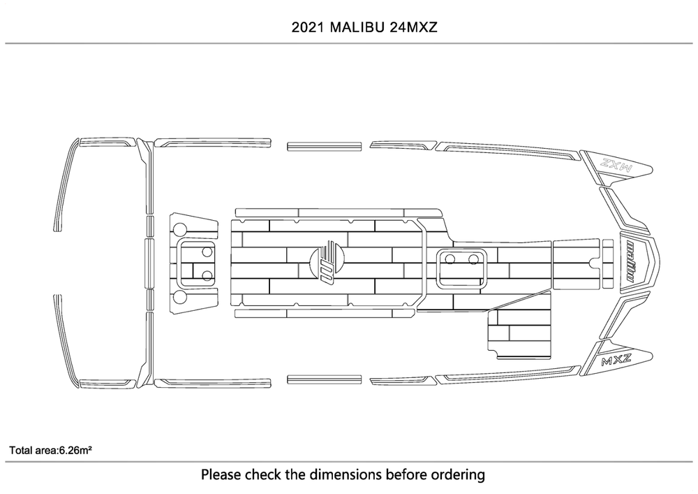 2021malibu 24mxz Cockpit 1/4" 6mm EVA Faux non-slip mat teak floor mat floor