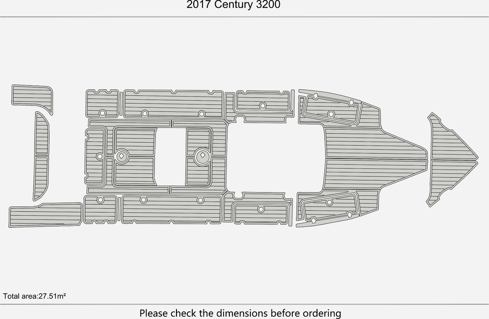 2017 Century 3200 cockpit Swim platform 1/4" 6mm EVA Teak deck floor