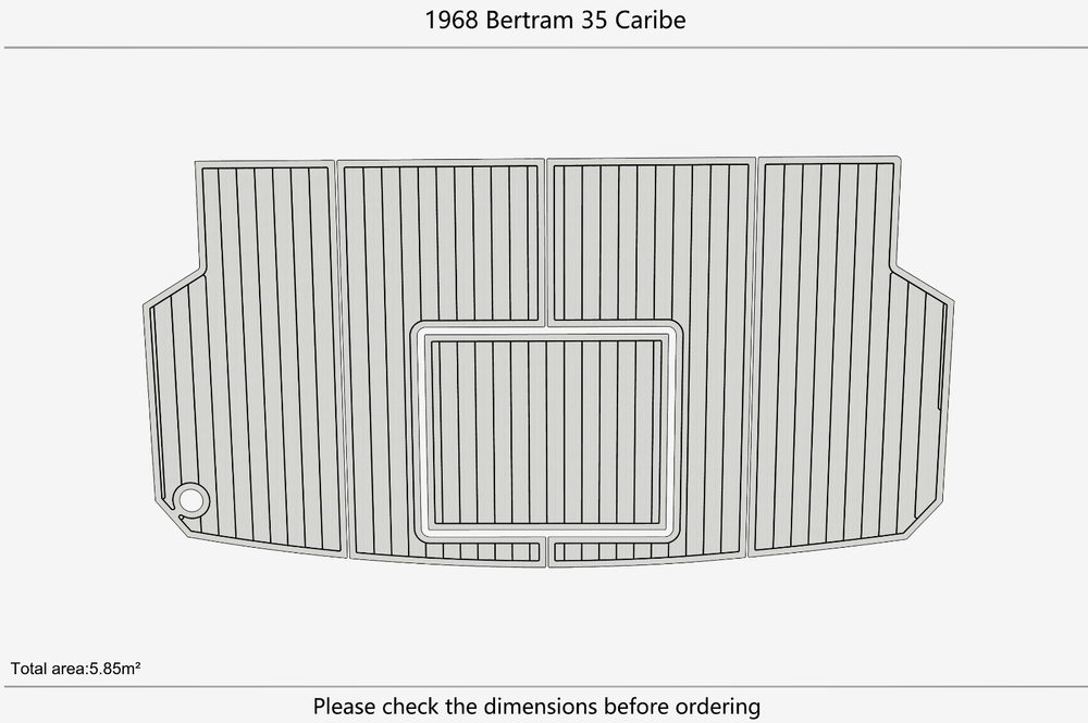 1968 Bertram 35 Caribe Cockpit 1/4" 6mm EVA Teak deck floor