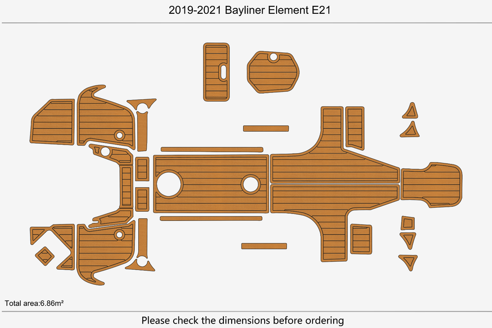 2019-2021 Bayliner Element E21 Cockpit Swim platform 1/4"6mm EVA foam mat floor