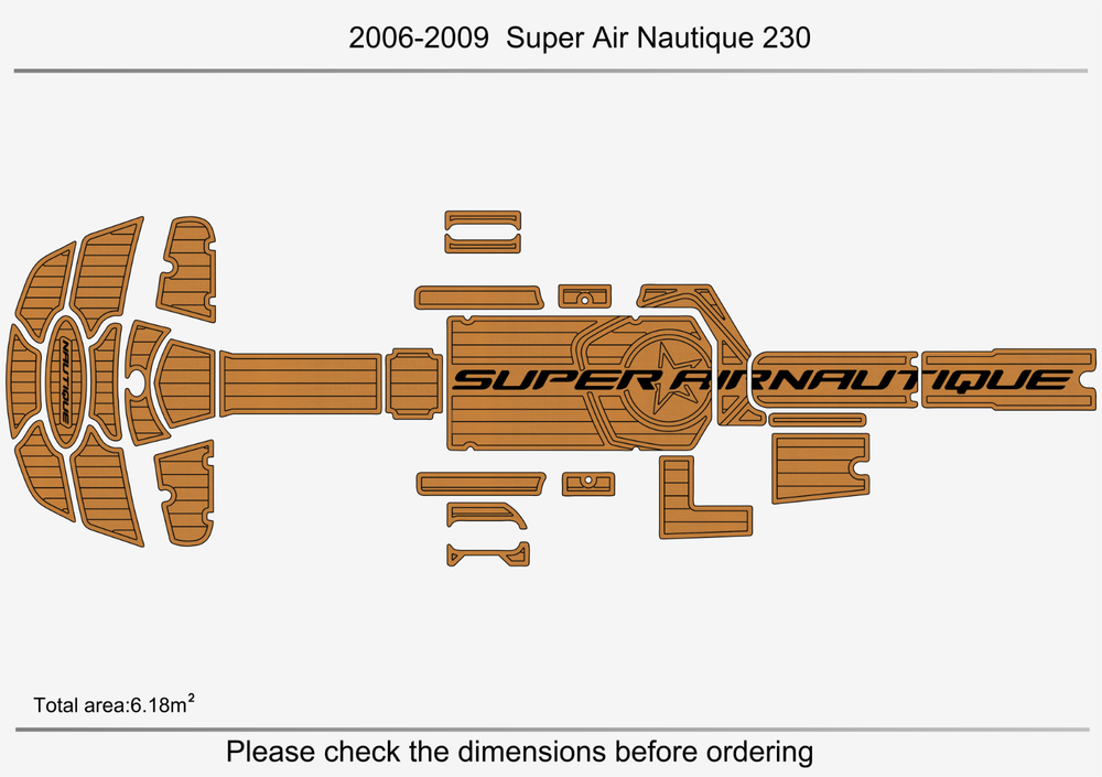 2006-2009 Nautique 230 Super Air Anti-slip Custom EVA faux teak marine flooring