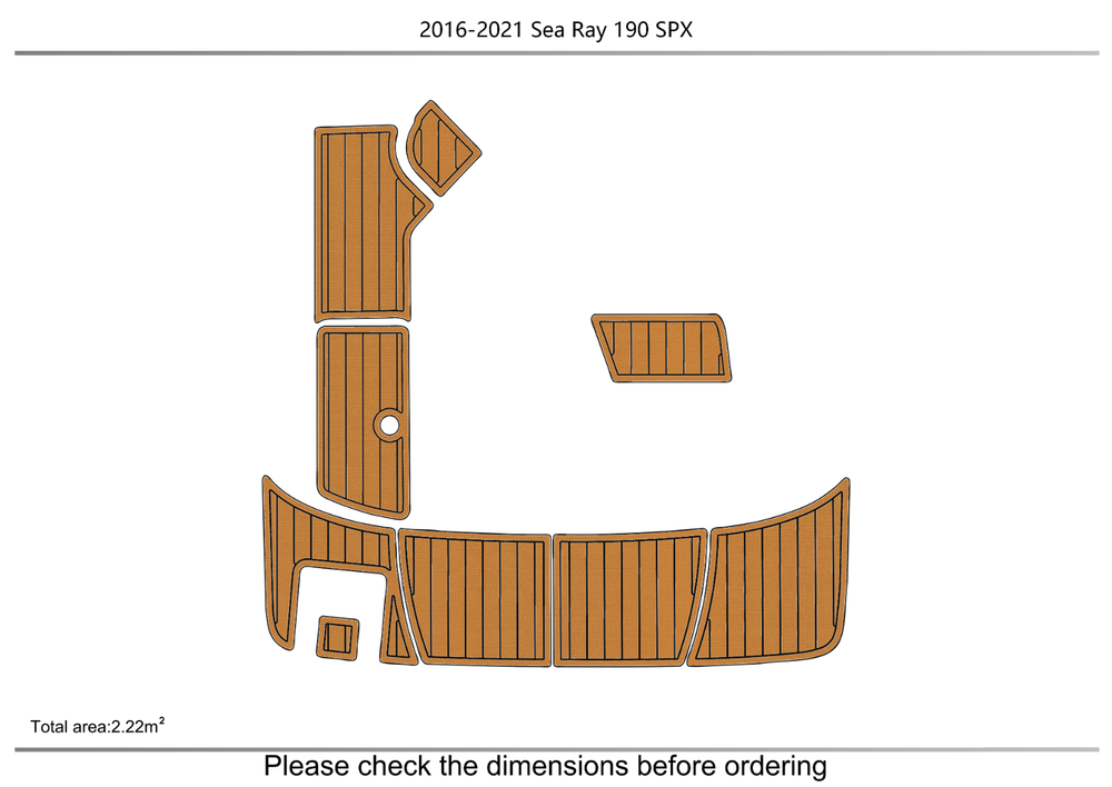 2016-2021 Sea Ray 190 SPX Swim platform 1/4" 6mm EVA foam teak faux mat floor