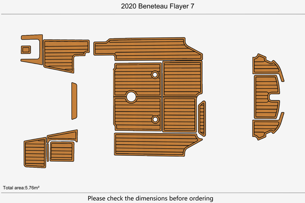 2020 Beneteau Flayer 7 Anti-slip mat Custom EVA teak marine deck flooring