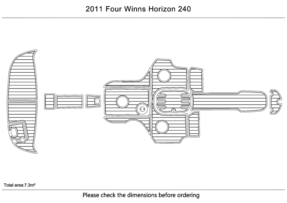 2011 Four Winns Horizon 240 Cockpit swimming platform Faux teak 6mm Non-slip mat